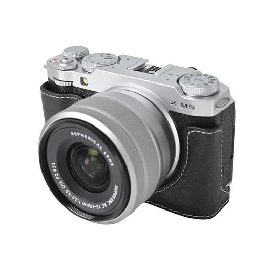 For FUJIFILM X-M5 Litchi Texture PU Leather Camera Half Case Base(Black) - Half Case by buy2fix | Online Shopping UK | buy2fix
