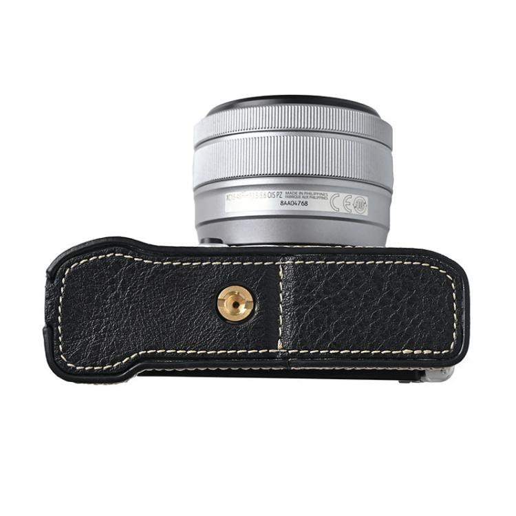 For FUJIFILM X-M5 Litchi Texture PU Leather Camera Half Case Base(Black) - Half Case by buy2fix | Online Shopping UK | buy2fix
