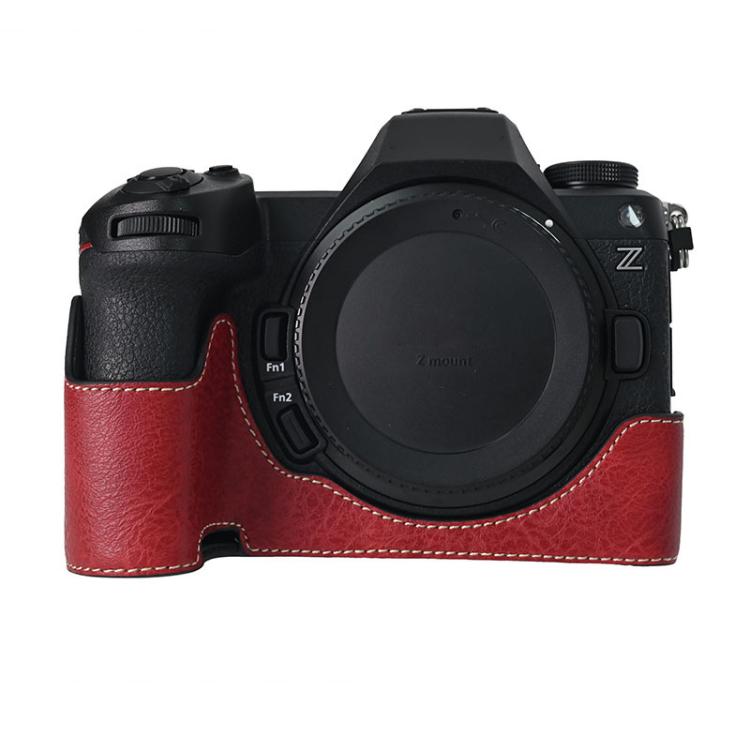 For Nikon Z6III Litchi Texture PU Leather Camera Half Case Base(Wine Red) - Half Case by buy2fix | Online Shopping UK | buy2fix
