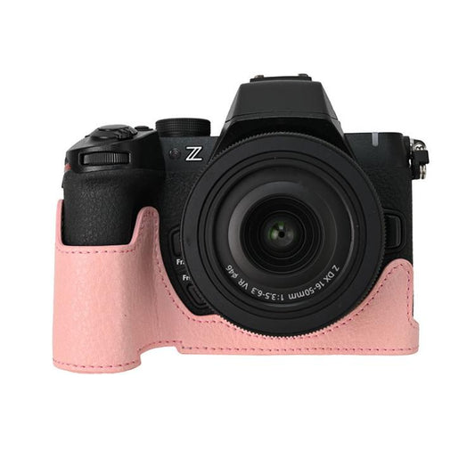 For Nikon Z50II Litchi Texture PU Leather Camera Half Case Base(Pink) - Half Case by buy2fix | Online Shopping UK | buy2fix
