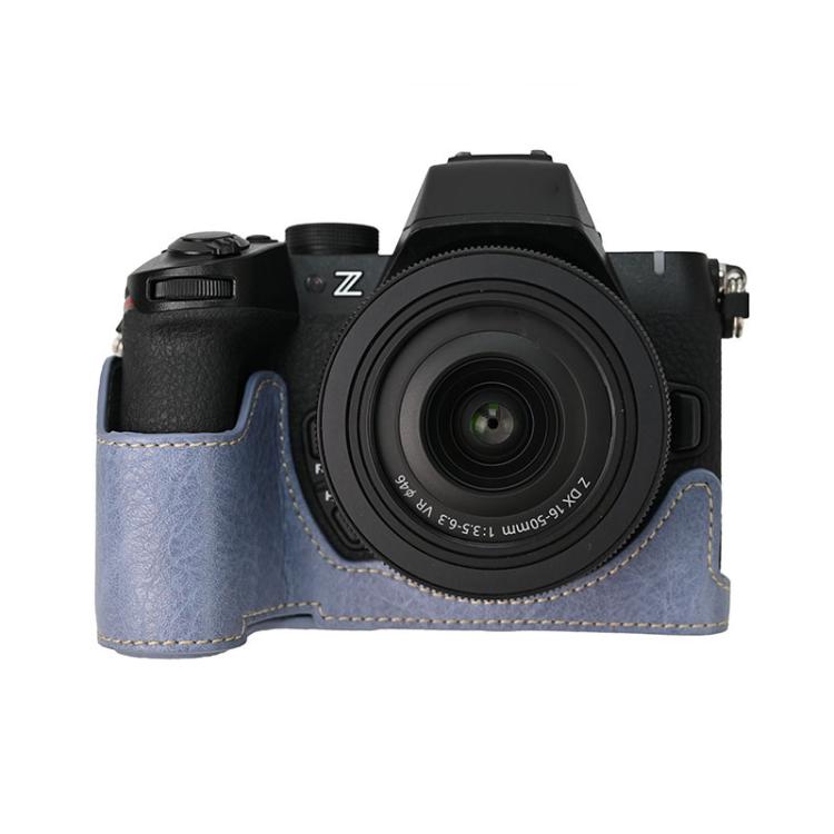 For Nikon Z50II Litchi Texture PU Leather Camera Half Case Base(Blue) - Half Case by buy2fix | Online Shopping UK | buy2fix