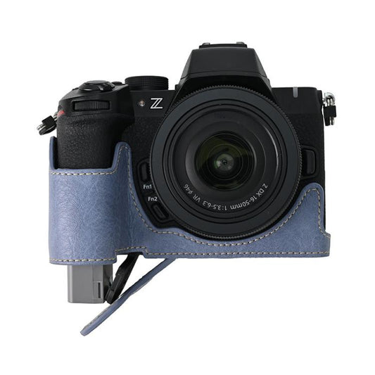 For Nikon Z50II Litchi Texture PU Leather Camera Half Case Base(Blue) - Half Case by buy2fix | Online Shopping UK | buy2fix