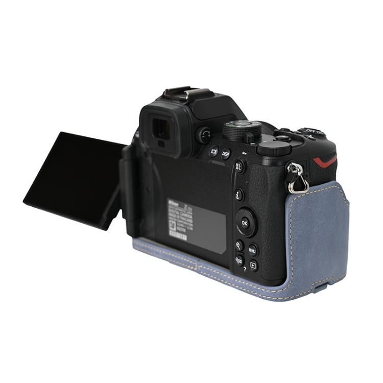 For Nikon Z50II Litchi Texture PU Leather Camera Half Case Base(Blue) - Half Case by buy2fix | Online Shopping UK | buy2fix