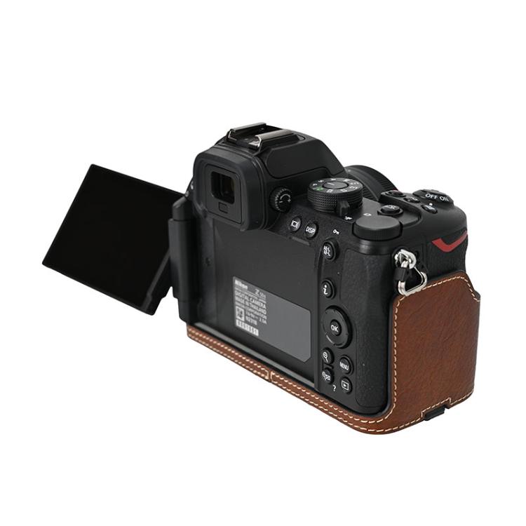 For Nikon Z50II Litchi Texture PU Leather Camera Half Case Base(Coffee) - Half Case by buy2fix | Online Shopping UK | buy2fix