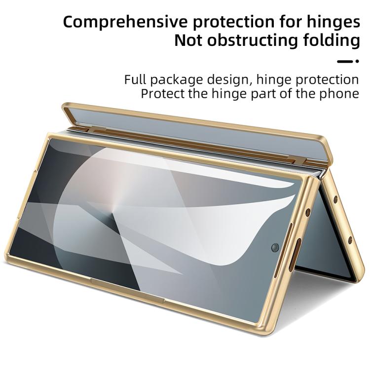 For Samsung Galaxy Z Fold6 5G VIETAO Electroplating Integrated Pen Slot Folding PU Phone Case with Stylus(Gold) - Galaxy Z Fold6 5G Cases by VIETAO | Online Shopping UK | buy2fix