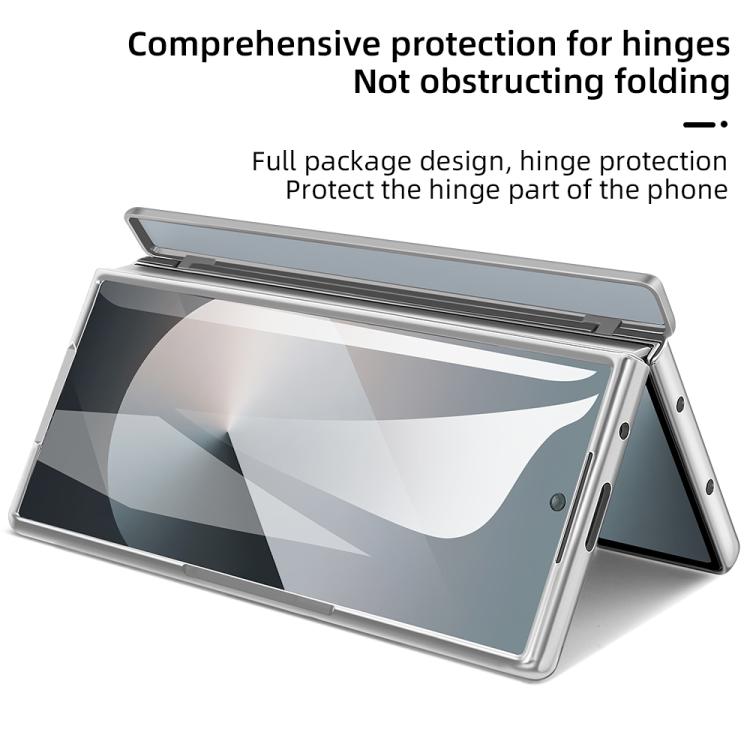For Samsung Galaxy Z Fold6 5G VIETAO Electroplating Integrated Pen Slot Folding PU Phone Case with Stylus(White) - Galaxy Z Fold6 5G Cases by VIETAO | Online Shopping UK | buy2fix