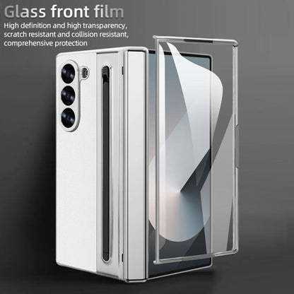For Samsung Galaxy Z Fold6 5G VIETAO Electroplating Integrated Pen Slot Folding PU Phone Case with Stylus(White) - Galaxy Z Fold6 5G Cases by VIETAO | Online Shopping UK | buy2fix