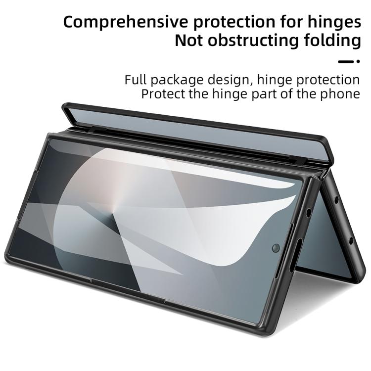For Samsung Galaxy Z Fold6 5G VIETAO Electroplating Integrated Pen Slot Folding PU Phone Case with Stylus(Black) - Galaxy Z Fold6 5G Cases by VIETAO | Online Shopping UK | buy2fix