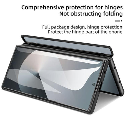 For Samsung Galaxy Z Fold6 5G VIETAO Electroplating Integrated Pen Slot Folding PU Phone Case with Stylus(Black) - Galaxy Z Fold6 5G Cases by VIETAO | Online Shopping UK | buy2fix