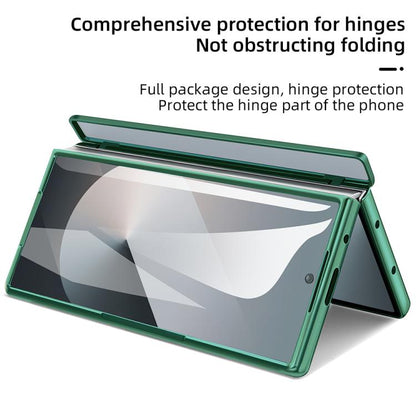 For Samsung Galaxy Z Fold6 5G VIETAO Electroplating Integrated Pen Slot Folding PU Phone Case with Stylus(Green) - Galaxy Z Fold6 5G Cases by VIETAO | Online Shopping UK | buy2fix