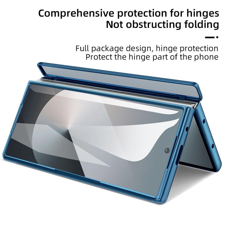 For Samsung Galaxy Z Fold6 5G VIETAO Electroplating Integrated Pen Slot Folding PU Phone Case with Stylus(Blue) - Galaxy Z Fold6 5G Cases by VIETAO | Online Shopping UK | buy2fix