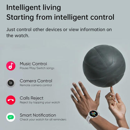 H78 1.43 inch AMOLED Screen Health & Fitness Smart Watch IP67 Waterproof Support BT Call(Silver Shell Black Leather) - Smart Watches by buy2fix | Online Shopping UK | buy2fix