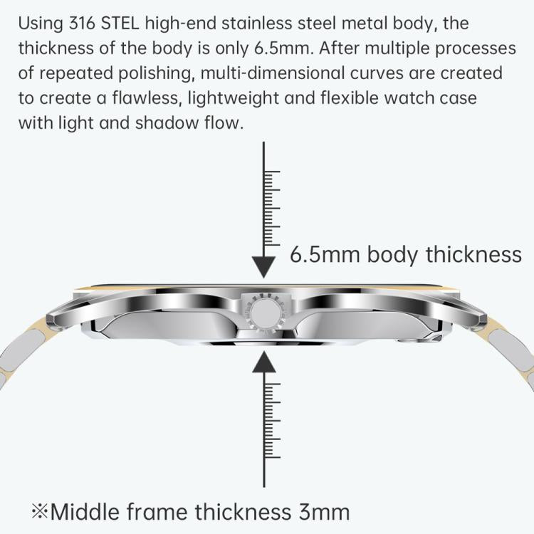 H78 1.43 inch AMOLED Screen Health & Fitness Smart Watch IP67 Waterproof Support BT Call(Gold Shell Black Leather) - Smart Watches by buy2fix | Online Shopping UK | buy2fix