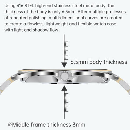 H78 1.43 inch AMOLED Screen Health & Fitness Smart Watch IP67 Waterproof Support BT Call(Gold Shell Black Leather) - Smart Watches by buy2fix | Online Shopping UK | buy2fix