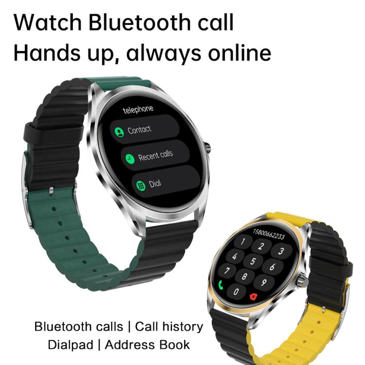 H78 1.43 inch AMOLED Screen Health & Fitness Smart Watch IP67 Waterproof Support BT Call(Gold Shell Green Leather) - Smart Watches by buy2fix | Online Shopping UK | buy2fix