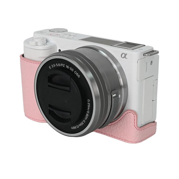 For Sony ZV-E10 Litchi Texture PU Leather Camera Half Case Base(Pink) - Half Case by buy2fix | Online Shopping UK | buy2fix