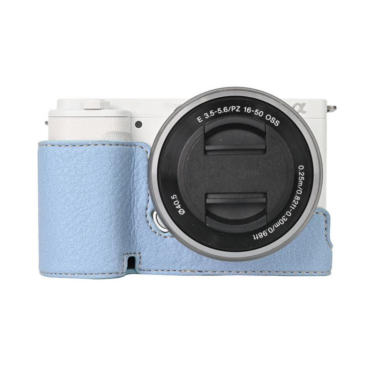 For Sony ZV-E10 Litchi Texture PU Leather Camera Half Case Base(Blue) - Half Case by buy2fix | Online Shopping UK | buy2fix
