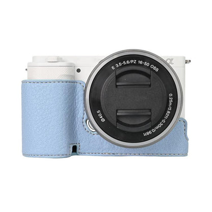 For Sony ZV-E10 Litchi Texture PU Leather Camera Half Case Base(Blue) - Half Case by buy2fix | Online Shopping UK | buy2fix