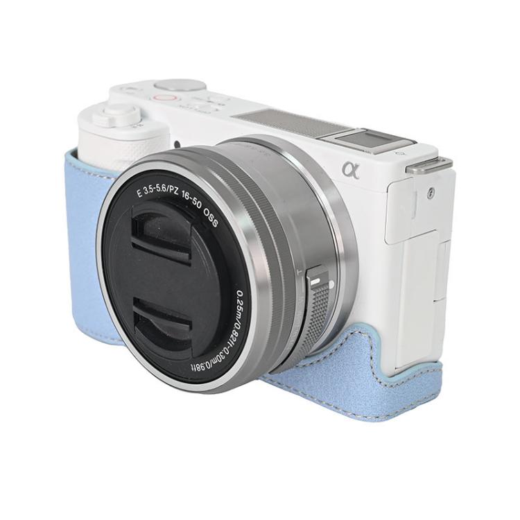 For Sony ZV-E10 Litchi Texture PU Leather Camera Half Case Base(Blue) - Half Case by buy2fix | Online Shopping UK | buy2fix