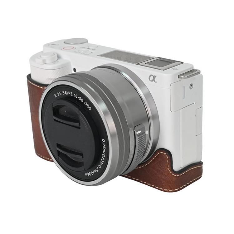 For Sony ZV-E10 Litchi Texture PU Leather Camera Half Case Base(Coffee) - Half Case by buy2fix | Online Shopping UK | buy2fix