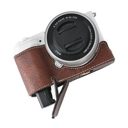 For Sony ZV-E10 Litchi Texture PU Leather Camera Half Case Base(Coffee) - Half Case by buy2fix | Online Shopping UK | buy2fix
