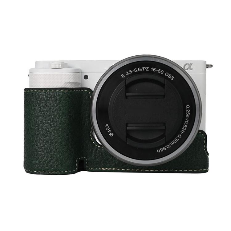 For Sony ZV-E10 Litchi Texture PU Leather Camera Half Case Base(Green) - Half Case by buy2fix | Online Shopping UK | buy2fix