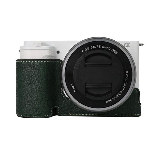 For Sony ZV-E10 Litchi Texture PU Leather Camera Half Case Base(Green) - Half Case by buy2fix | Online Shopping UK | buy2fix