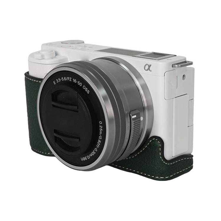 For Sony ZV-E10 Litchi Texture PU Leather Camera Half Case Base(Green) - Half Case by buy2fix | Online Shopping UK | buy2fix