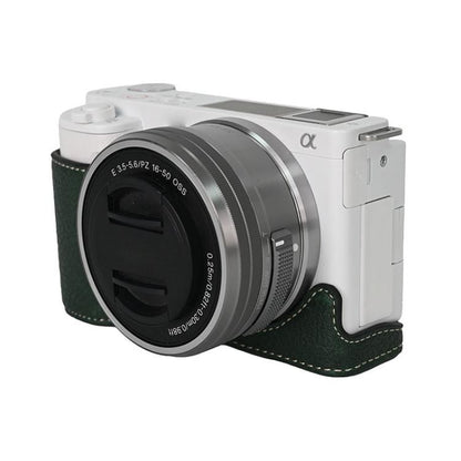 For Sony ZV-E10 Litchi Texture PU Leather Camera Half Case Base(Green) - Half Case by buy2fix | Online Shopping UK | buy2fix