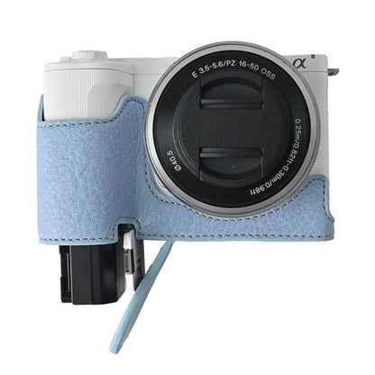 For Sony Alpha ZV-E10 II / ZV-E10M2 Litchi Texture PU Leather Camera Half Case Base(Blue) - Half Case by buy2fix | Online Shopping UK | buy2fix