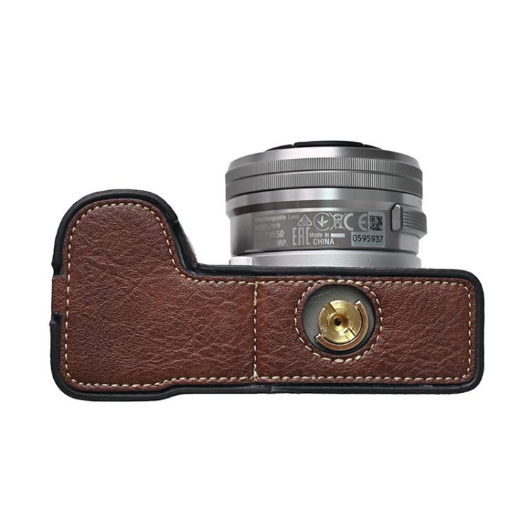 For Sony Alpha ZV-E10 II / ZV-E10M2 Litchi Texture PU Leather Camera Half Case Base(Coffee) - Half Case by buy2fix | Online Shopping UK | buy2fix