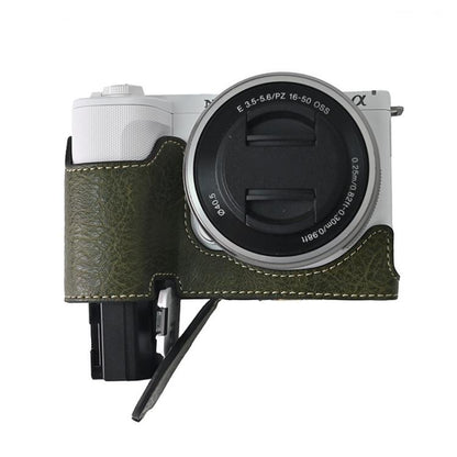 For Sony Alpha ZV-E10 II / ZV-E10M2 Litchi Texture PU Leather Camera Half Case Base(Green) - Half Case by buy2fix | Online Shopping UK | buy2fix