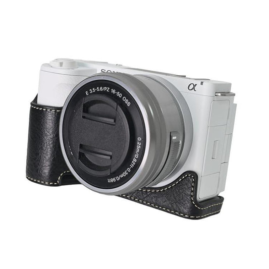 For Sony Alpha ZV-E10 II / ZV-E10M2 Litchi Texture PU Leather Camera Half Case Base(Black) - Half Case by buy2fix | Online Shopping UK | buy2fix