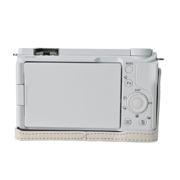 For Sony Alpha ZV-E10 II / ZV-E10M2 Litchi Texture PU Leather Camera Half Case Base(White) - Half Case by buy2fix | Online Shopping UK | buy2fix