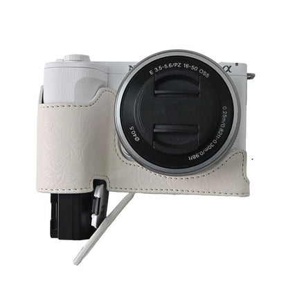 For Sony Alpha ZV-E10 II / ZV-E10M2 Litchi Texture PU Leather Camera Half Case Base(White) - Half Case by buy2fix | Online Shopping UK | buy2fix