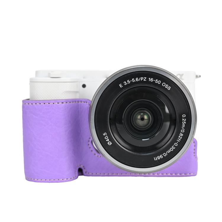 For Sony Alpha ZV-E10 II / ZV-E10M2 Litchi Texture PU Leather Camera Half Case Base(Purple) - Half Case by buy2fix | Online Shopping UK | buy2fix