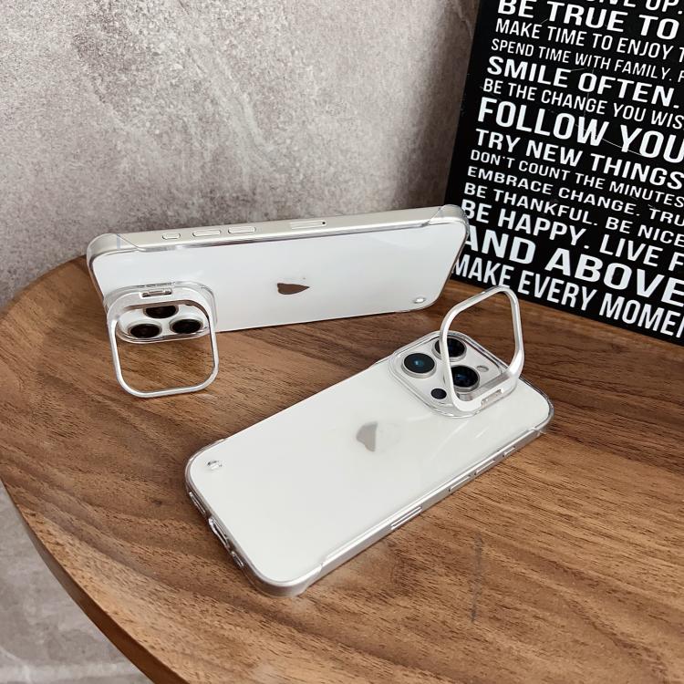 For iPhone 16 Ultra-thin Transparent Frameless Lens Holder Phone Case - iPhone 16 Cases by buy2fix | Online Shopping UK | buy2fix