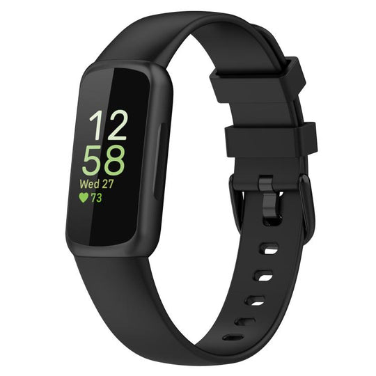 For Fitbit Inspire 3 xDfind Solid Color Silicone Watch Band, Size:S(Black)