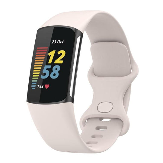 For Fitbit Charge 6 / 5 xDfind Silicone Watch Band, Size:S(Moon White)