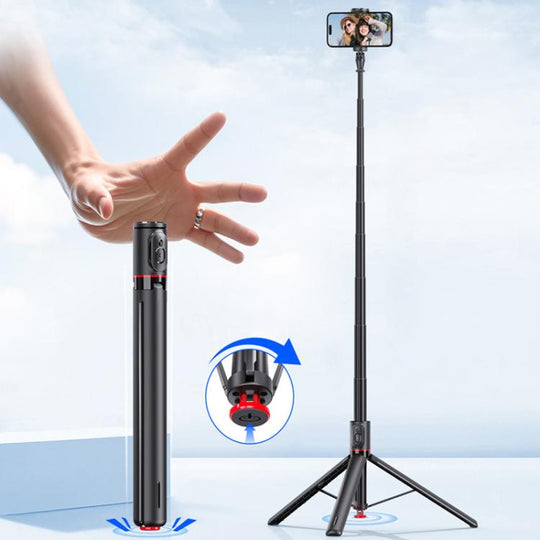 TT01 1.77m All-in-one Auto Pop Open Tripod Magnetic Remote Selfie Stick(Black)
