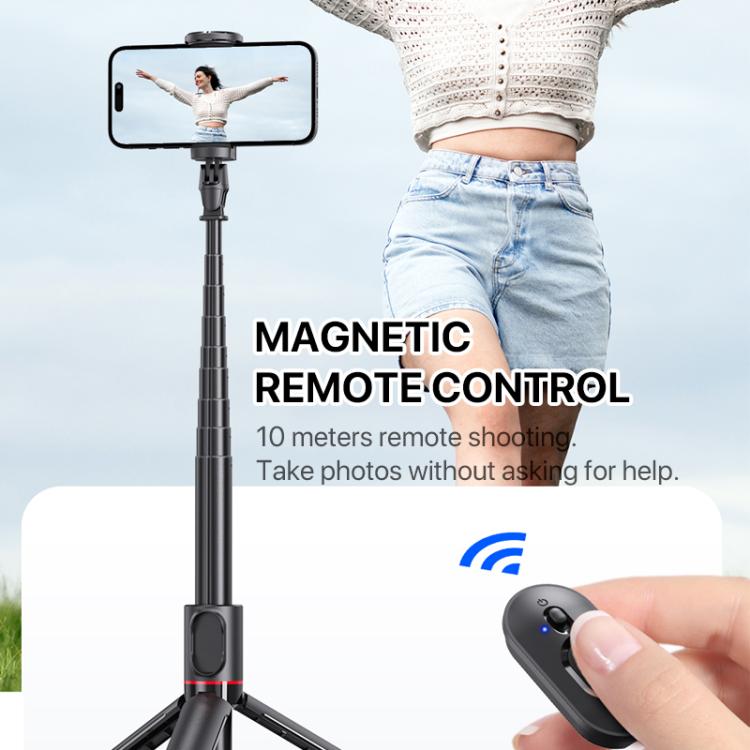 TT01 1.77m All-in-one Auto Pop Open Tripod Magnetic Remote Selfie Stick(Black) - Selfie Sticks by buy2fix | Online Shopping UK | buy2fix