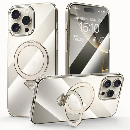 For iPhone 16 Pro SULADA Electroplated Transparent MagSafe Holder Phone Case(Grey) - iPhone 16 Pro Cases by SULADA | Online Shopping UK | buy2fix