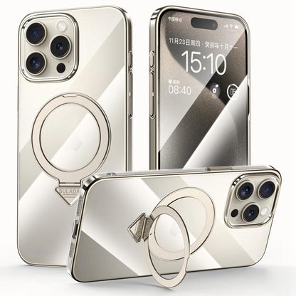For iPhone 15 Pro Max SULADA Electroplated Transparent MagSafe Holder Phone Case(Grey) - iPhone 15 Pro Max Cases by SULADA | Online Shopping UK | buy2fix