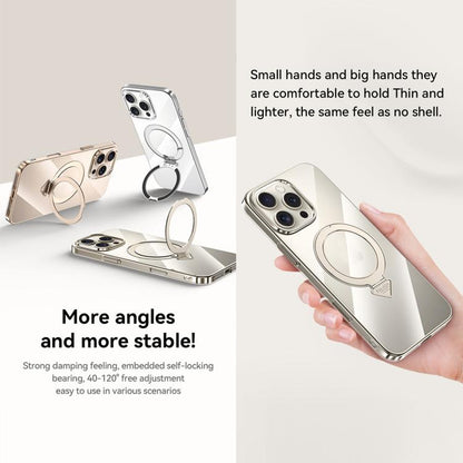 For iPhone 16 Pro SULADA Electroplated Transparent MagSafe Holder Phone Case(Gold) - iPhone 16 Pro Cases by SULADA | Online Shopping UK | buy2fix