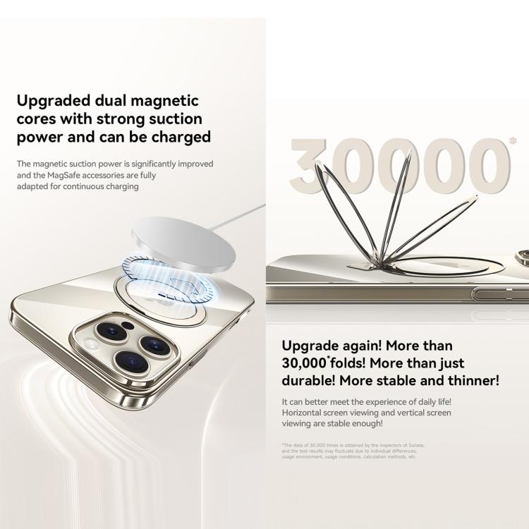 For iPhone 16 Pro Max SULADA Electroplated Transparent MagSafe Holder Phone Case(Grey) - iPhone 16 Pro Max Cases by SULADA | Online Shopping UK | buy2fix