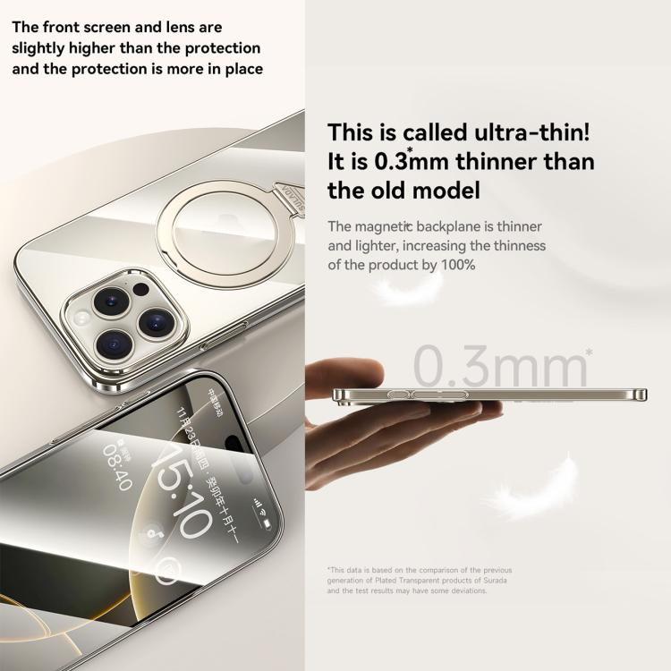 For iPhone 16 Pro Max SULADA Electroplated Transparent MagSafe Holder Phone Case(Silver) - iPhone 16 Pro Max Cases by SULADA | Online Shopping UK | buy2fix