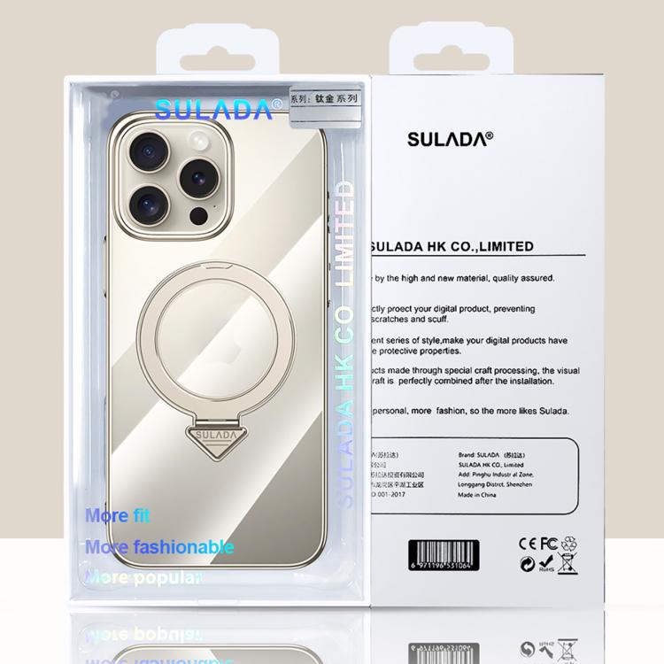 For iPhone 16 Pro SULADA Electroplated Transparent MagSafe Holder Phone Case(Gold) - iPhone 16 Pro Cases by SULADA | Online Shopping UK | buy2fix