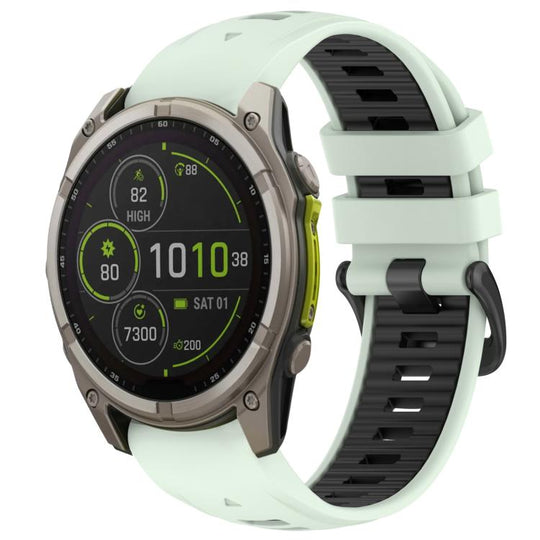 For Garmin 20mm xDfind Dual Color Quick Release Steel Buckle Silicone Watch Band(Mint Green+Black)