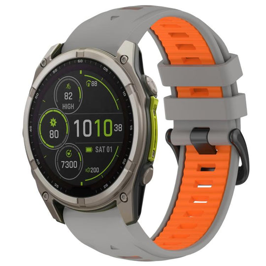 For Garmin 20mm xDfind Dual Color Quick Release Steel Buckle Silicone Watch Band(Grey+Orange)
