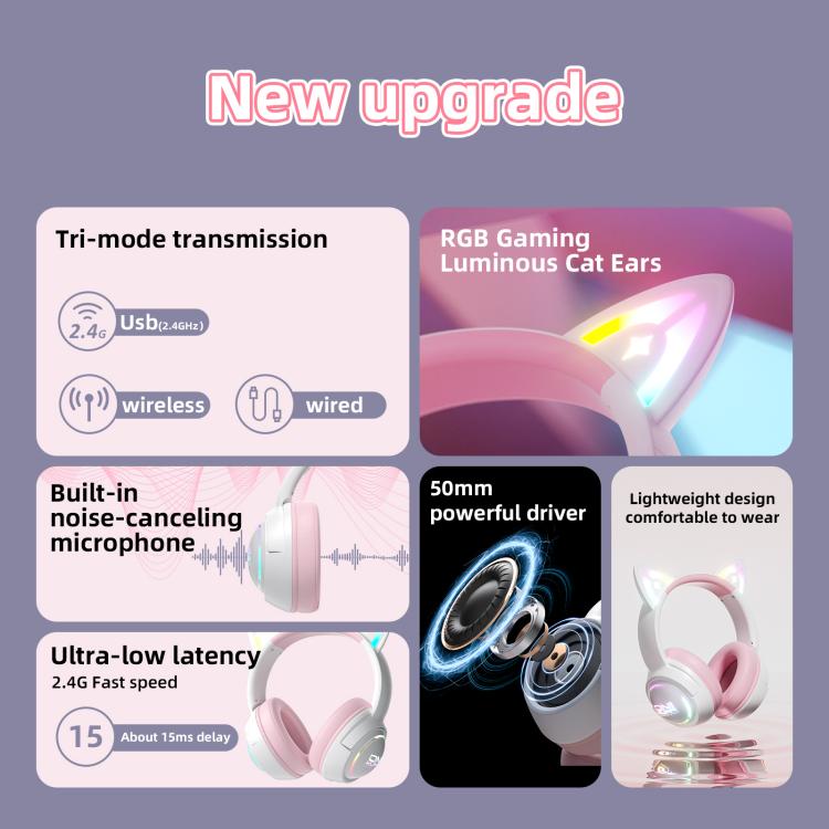 ONIKUMA GT838 2.4G Head-mounted Wireless Bluetooth Headphone(Pink) - Headset & Headphone by ONIKUMA | Online Shopping UK | buy2fix